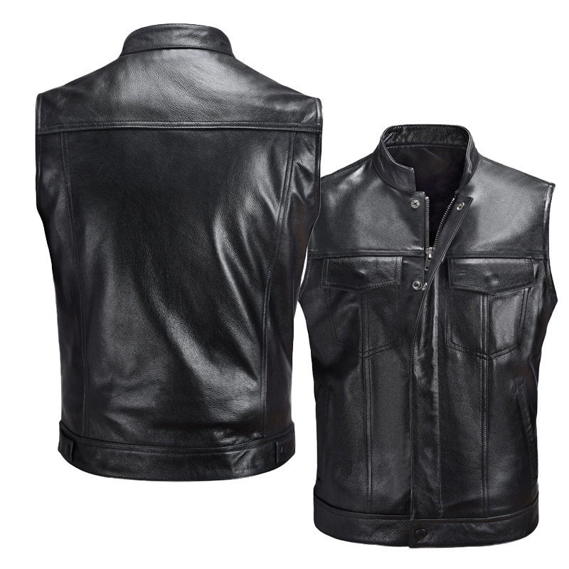 Chaleco Biker Cuero Negro Iron & Leather